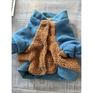 Heart To Tail Dog Sweatshirt; Blue & Brown W Short Sleeves; Reversible XS